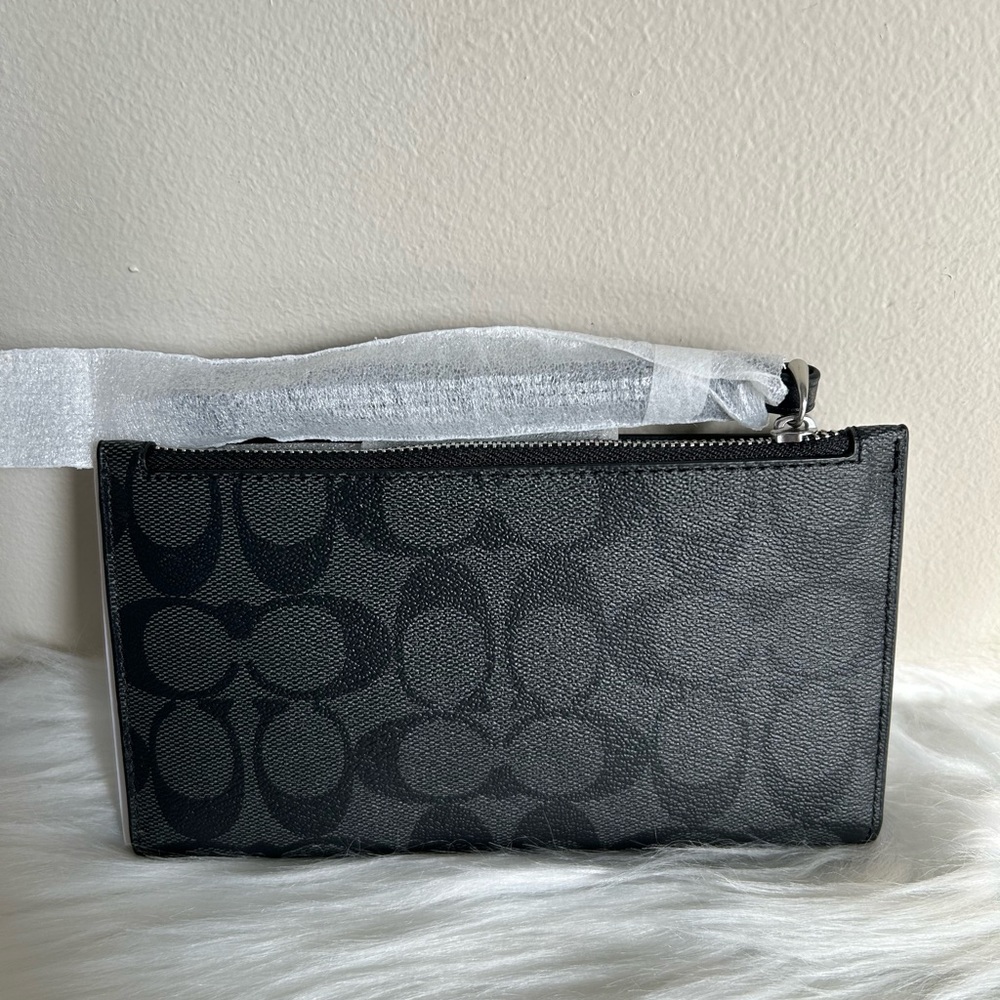 Coach Tech Wallet Graphite Black Signature Canvas C2874 NEW - Picture 2 of 4